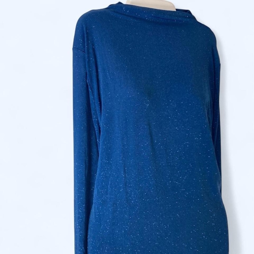 Blue sparkly long sleeve top body suit with a touch of glamour Forever 21 4X